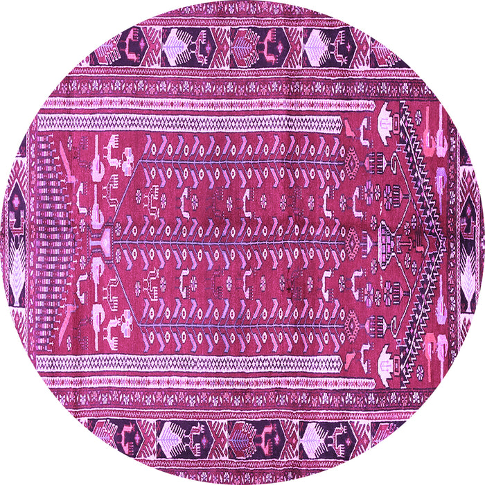 Round Persian Purple Traditional Rug, tr407pur
