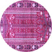 Round Persian Purple Traditional Rug, tr407pur