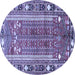 Round Persian Blue Traditional Rug, tr407blu