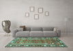 Machine Washable Persian Turquoise Traditional Area Rugs in a Living Room,, wshtr407turq