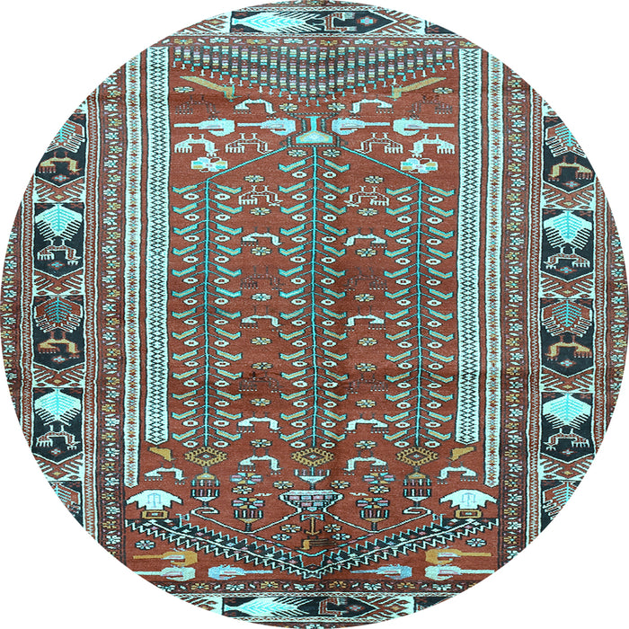 Round Machine Washable Persian Light Blue Traditional Rug, wshtr407lblu