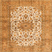 Round Machine Washable Persian Orange Traditional Area Rugs, wshtr4080org