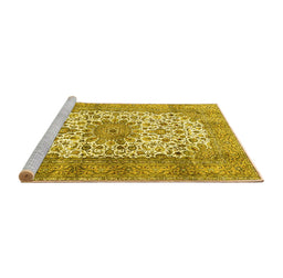 Sideview of Machine Washable Persian Yellow Traditional Rug, wshtr4080yw