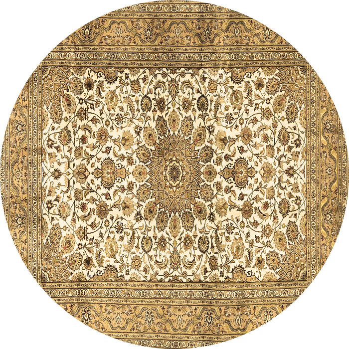 Round Persian Brown Traditional Rug, tr4080brn