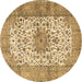 Round Persian Brown Traditional Rug, tr4080brn