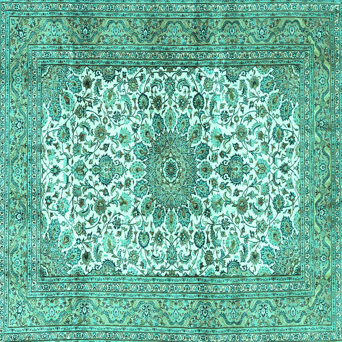 Square Machine Washable Persian Turquoise Traditional Area Rugs, wshtr4080turq