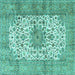 Square Machine Washable Persian Turquoise Traditional Area Rugs, wshtr4080turq