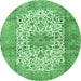 Round Persian Emerald Green Traditional Rug, tr4080emgrn