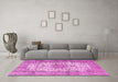 Machine Washable Persian Pink Traditional Rug in a Living Room, wshtr4080pnk