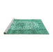 Sideview of Machine Washable Persian Turquoise Traditional Area Rugs, wshtr4080turq