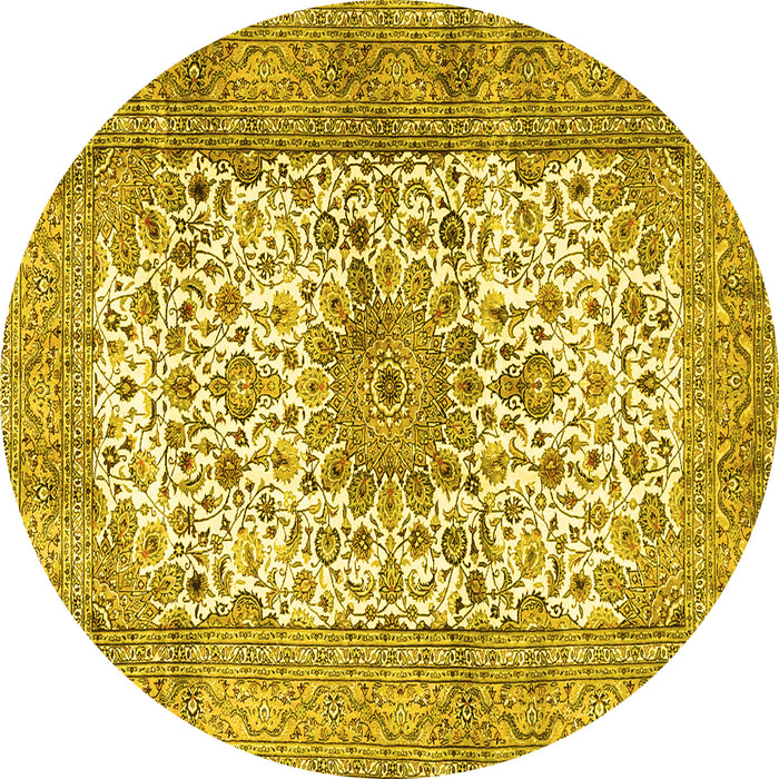 Round Persian Yellow Traditional Rug, tr4080yw