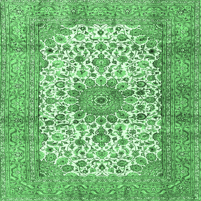 Square Persian Emerald Green Traditional Rug, tr4080emgrn