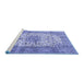 Sideview of Machine Washable Persian Blue Traditional Rug, wshtr4080blu