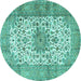 Round Persian Turquoise Traditional Rug, tr4080turq