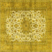 Square Machine Washable Persian Yellow Traditional Rug, wshtr4080yw