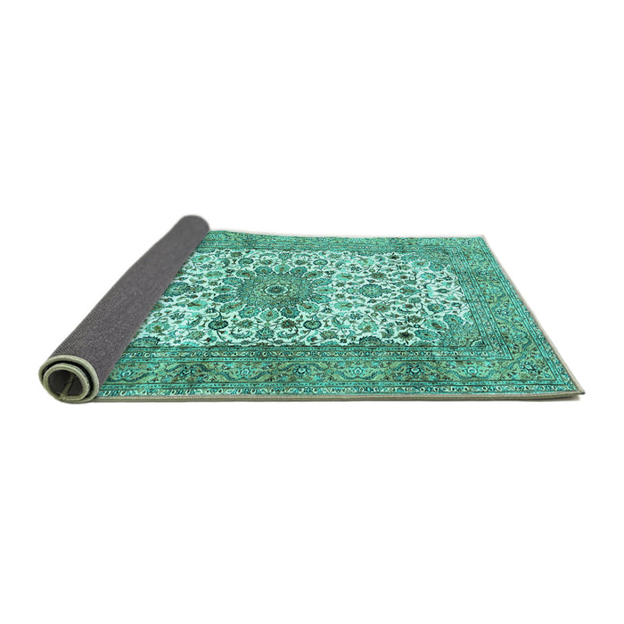 Sideview of Persian Turquoise Traditional Rug, tr4080turq