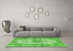 Machine Washable Persian Green Traditional Area Rugs in a Living Room,, wshtr4080grn