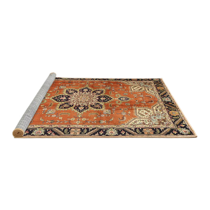 Sideview of Machine Washable Traditional Mahogany Brown Rug, wshtr4081