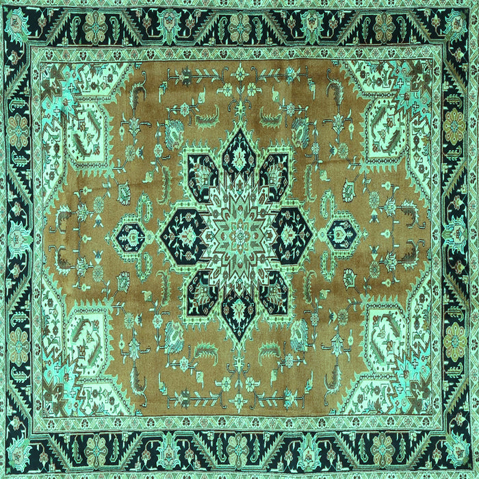 Square Persian Turquoise Traditional Rug, tr4081turq
