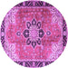 Round Machine Washable Persian Purple Traditional Area Rugs, wshtr4081pur