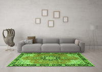 Machine Washable Persian Green Traditional Rug, wshtr4081grn