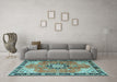 Machine Washable Persian Light Blue Traditional Rug in a Living Room, wshtr4081lblu