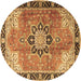 Round Machine Washable Persian Brown Traditional Rug, wshtr4081brn