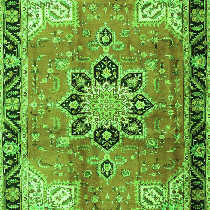 Serging Thickness of Machine Washable Persian Green Traditional Area Rugs, wshtr4081grn