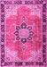 Machine Washable Persian Pink Traditional Rug, wshtr4081pnk