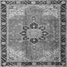 Round Machine Washable Persian Gray Traditional Rug, wshtr4081gry