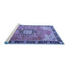 Sideview of Machine Washable Persian Blue Traditional Rug, wshtr4081blu