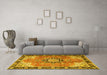 Machine Washable Persian Yellow Traditional Rug in a Living Room, wshtr4081yw