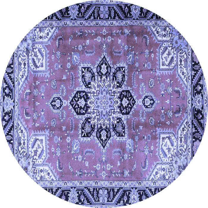 Round Persian Blue Traditional Rug, tr4081blu