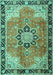 Machine Washable Persian Turquoise Traditional Area Rugs, wshtr4081turq