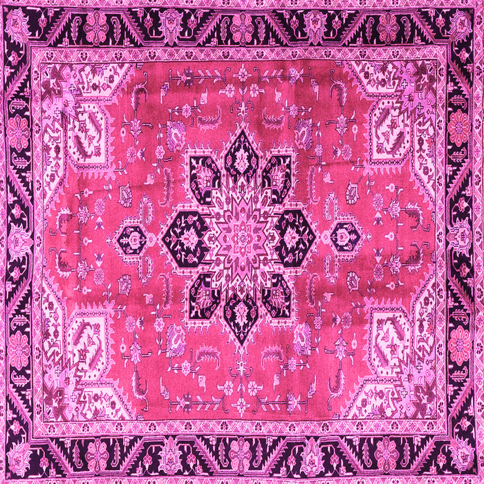 Square Machine Washable Persian Pink Traditional Rug, wshtr4081pnk