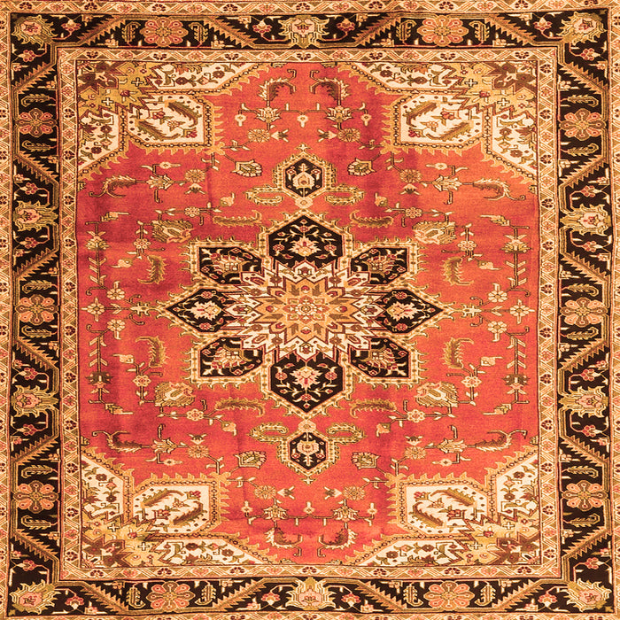 Round Machine Washable Persian Orange Traditional Area Rugs, wshtr4081org