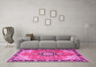 Machine Washable Persian Pink Traditional Rug in a Living Room, wshtr4081pnk