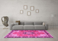 Machine Washable Persian Pink Traditional Rug, wshtr4081pnk