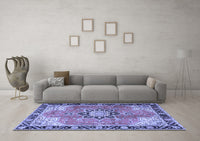 Machine Washable Persian Blue Traditional Rug, wshtr4081blu