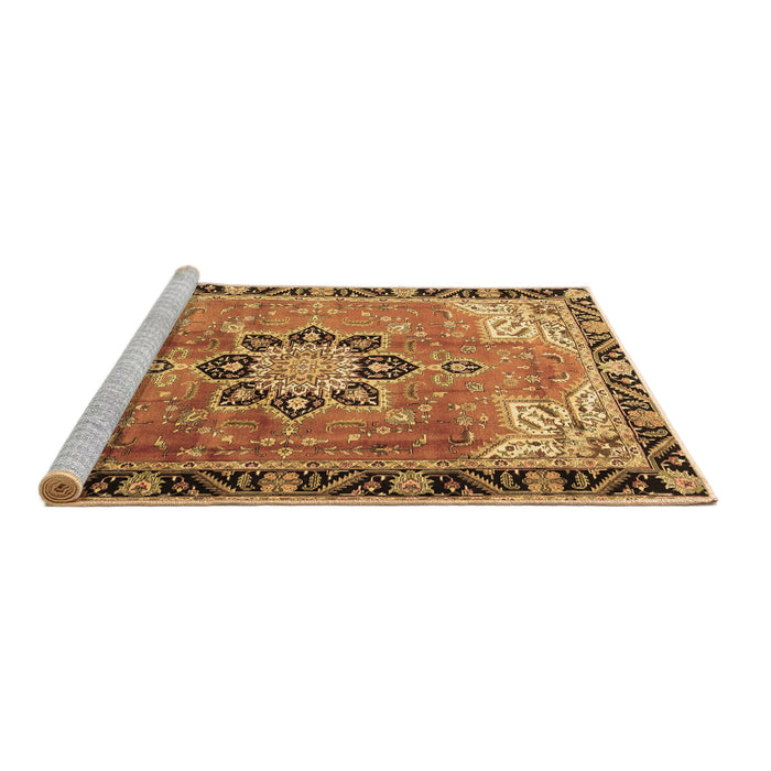 Sideview of Machine Washable Persian Brown Traditional Rug, wshtr4081brn