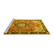 Sideview of Machine Washable Persian Yellow Traditional Rug, wshtr4081yw