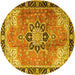 Round Machine Washable Persian Yellow Traditional Rug, wshtr4081yw