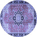 Round Machine Washable Persian Blue Traditional Rug, wshtr4081blu