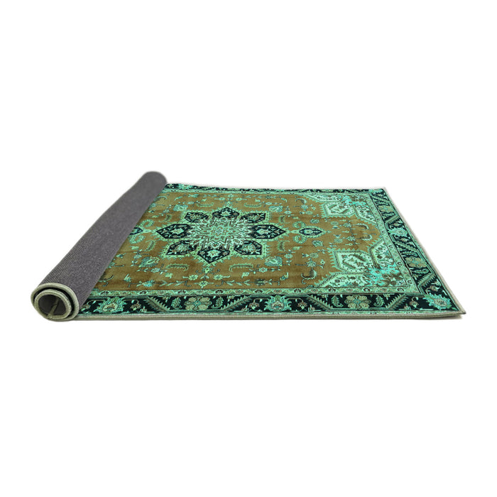 Sideview of Persian Turquoise Traditional Rug, tr4081turq