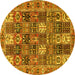 Round Persian Yellow Traditional Rug, tr4082yw