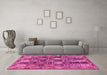 Machine Washable Persian Pink Traditional Rug in a Living Room, wshtr4082pnk