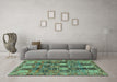 Machine Washable Persian Turquoise Traditional Area Rugs in a Living Room,, wshtr4082turq