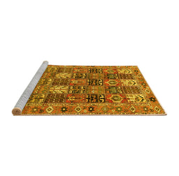 Sideview of Machine Washable Persian Yellow Traditional Rug, wshtr4082yw