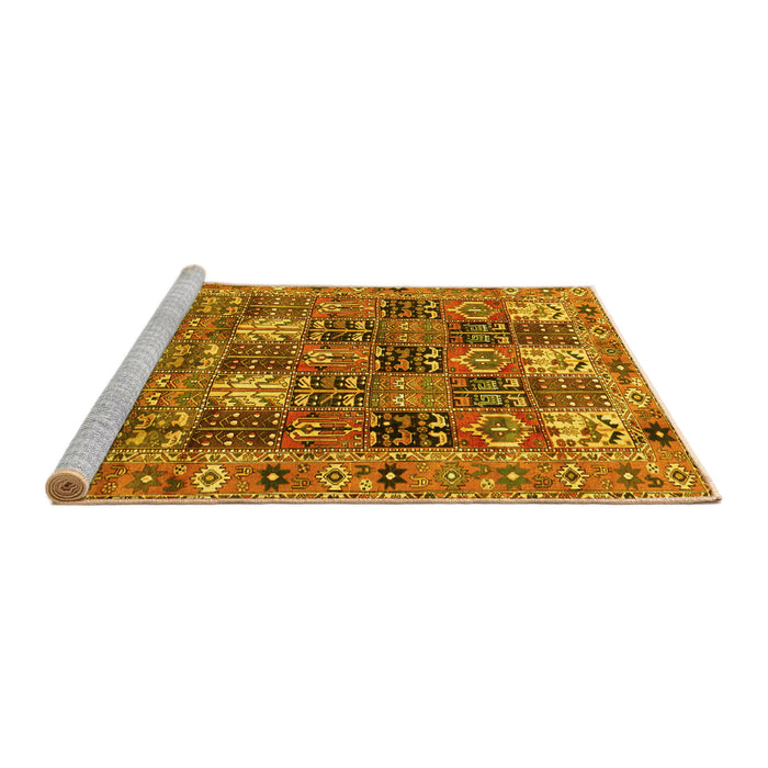 Sideview of Machine Washable Persian Yellow Traditional Rug, wshtr4082yw
