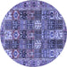 Round Persian Blue Traditional Rug, tr4082blu